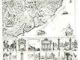 1590/1610. Anonimo. Riduzione dal Della Volpaia. Foglio 4. Zona Roma-Ostia e vedutine di monumenti di Roma